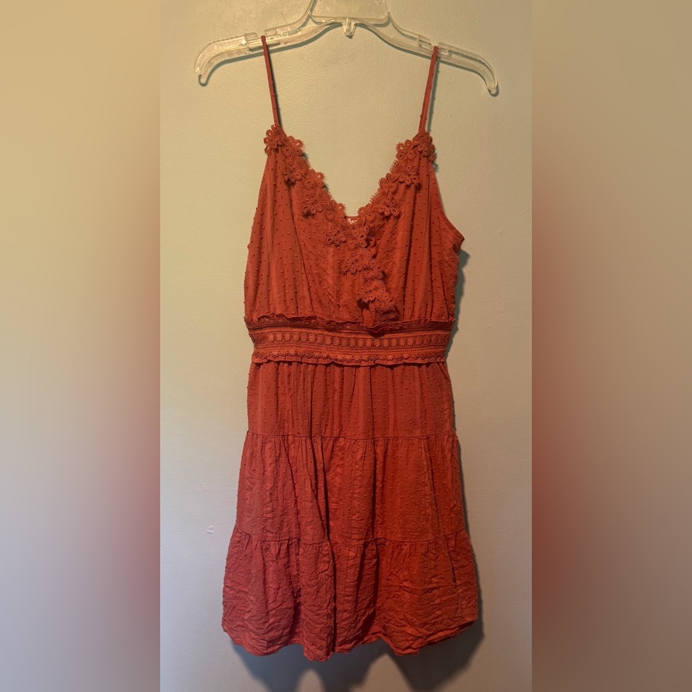 Mine Rust Lace Accent Dress
